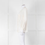 Equipment Collarless Cream Blouse with Chest Pocket