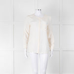 Equipment Collarless Cream Blouse with Chest Pocket