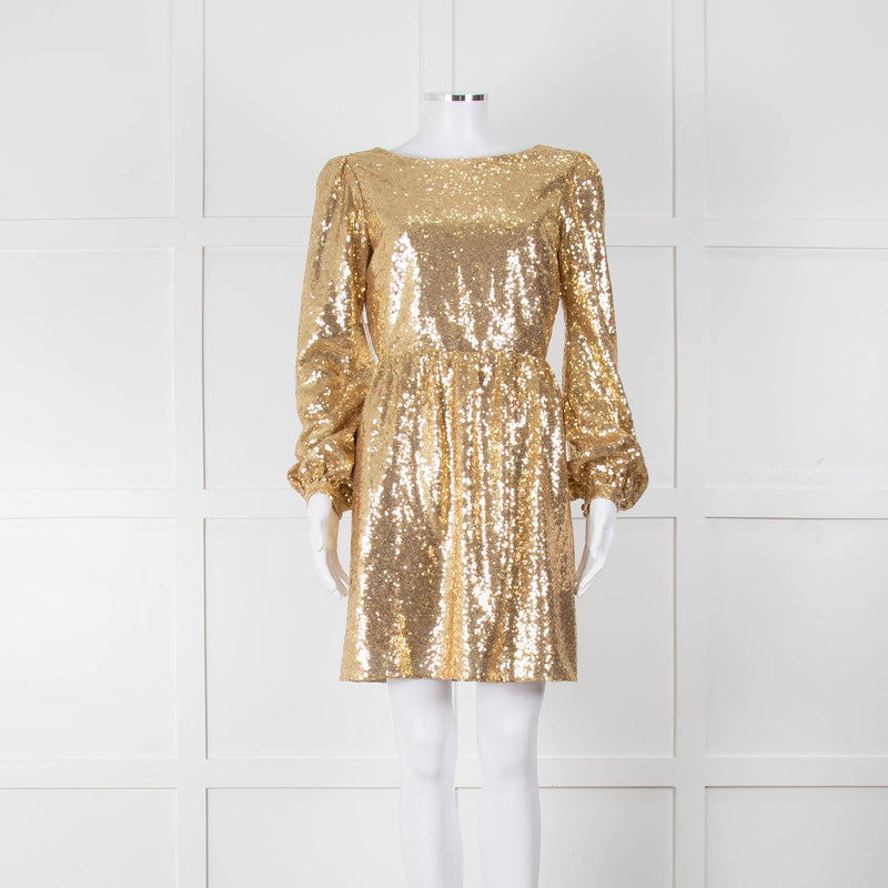 Saloni Gold Sequin Camille Mini Dress