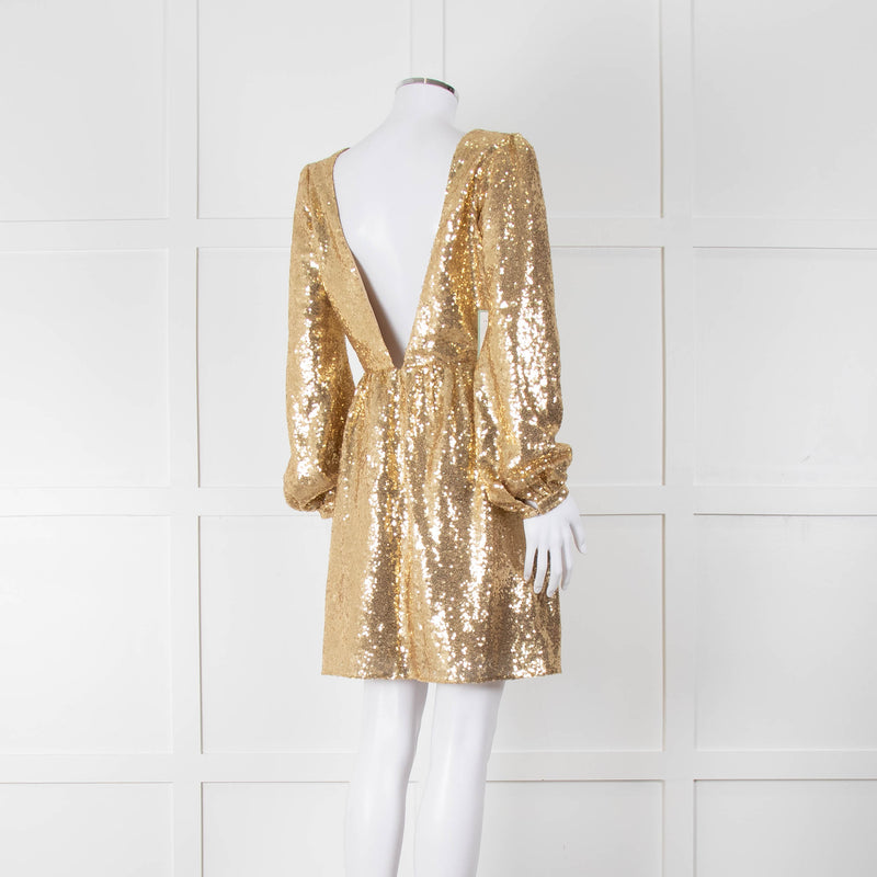 Saloni Gold Sequin Camille Mini Dress