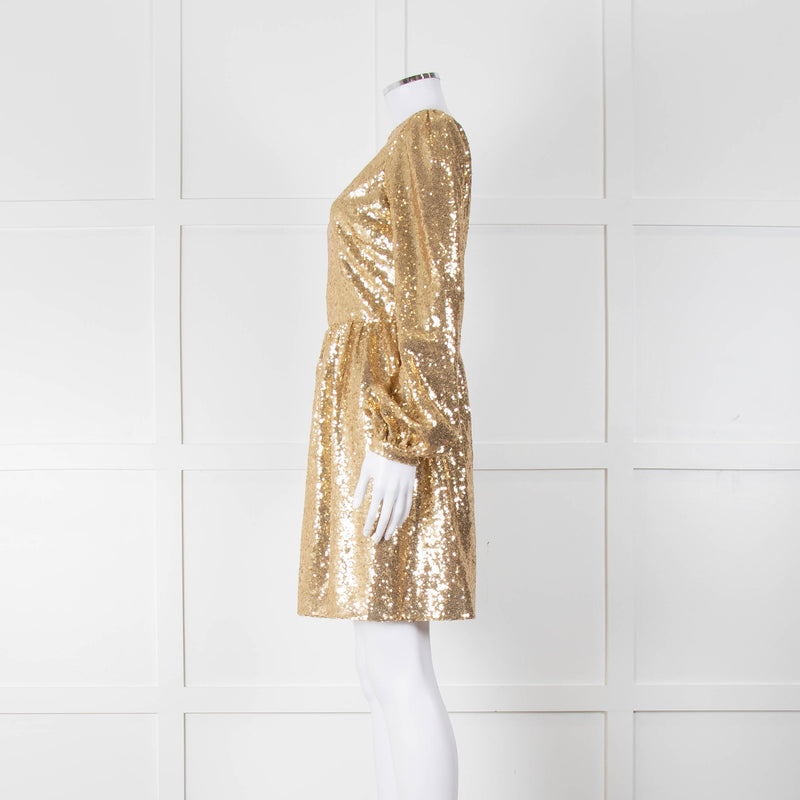 Saloni Gold Sequin Camille Mini Dress