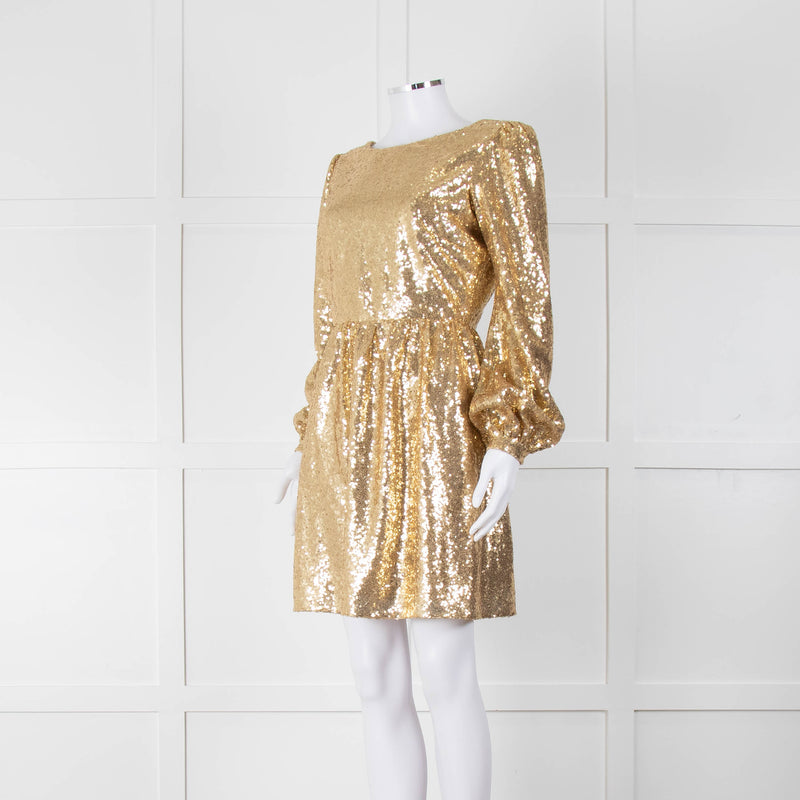 Saloni Gold Sequin Camille Mini Dress