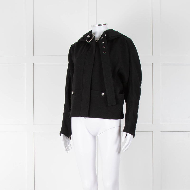 Philip Lim Black Hooded Twill Short Jacket