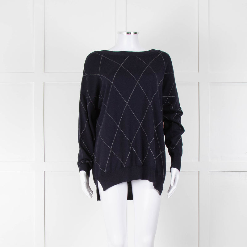 Riani Navy Argyle Silver Lurex Jumper