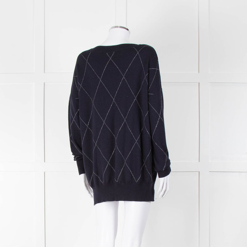 Riani Navy Argyle Silver Lurex Jumper