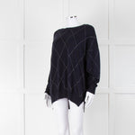 Riani Navy Argyle Silver Lurex Jumper