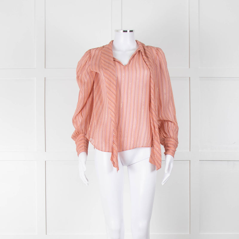 Rebecca Taylor Pink Stripe Silk Blouse