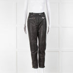 Burberry Black Silver Studs Biker Leather Trousers