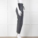 IRO Grey Perforated Leather Paper Bag Style Trousers