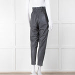 IRO Grey Perforated Leather Paper Bag Style Trousers