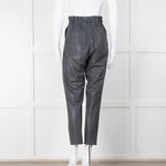 IRO Grey Perforated Leather Paper Bag Style Trousers