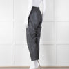 IRO Grey Perforated Leather Paper Bag Style Trousers