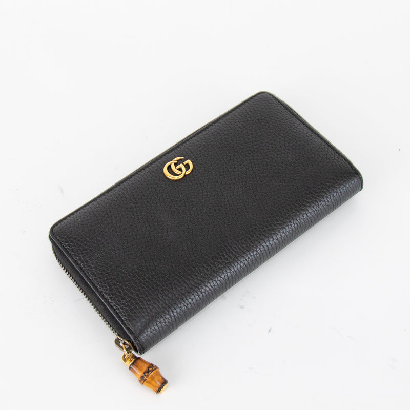 Gucci Leather GG Marmont Zip Around Wallet