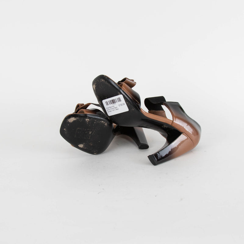 Prada Black And Brown Ombre Patent Sandals