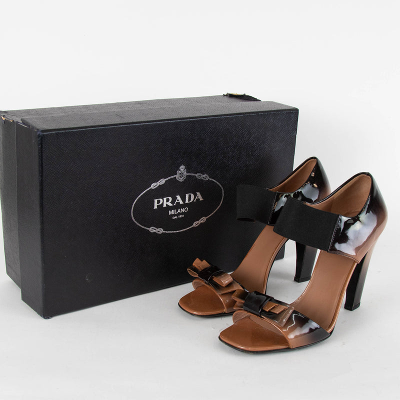 Prada Black And Brown Ombre Patent Sandals