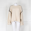 Toteme Cream Black Stitching Cashmere Blend Jumper