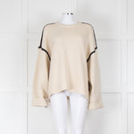 Toteme Cream Black Stitching Cashmere Blend Jumper