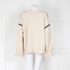 Toteme Cream Black Stitching Cashmere Blend Jumper