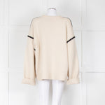 Toteme Cream Black Stitching Cashmere Blend Jumper