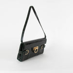 Salvatore Ferragamo Dark Green Embossed Leather Shoulder Bag