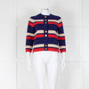 Gucci Blue Cream Red Striped Wool Cardigan