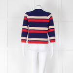 Gucci Blue Cream Red Striped Wool Cardigan