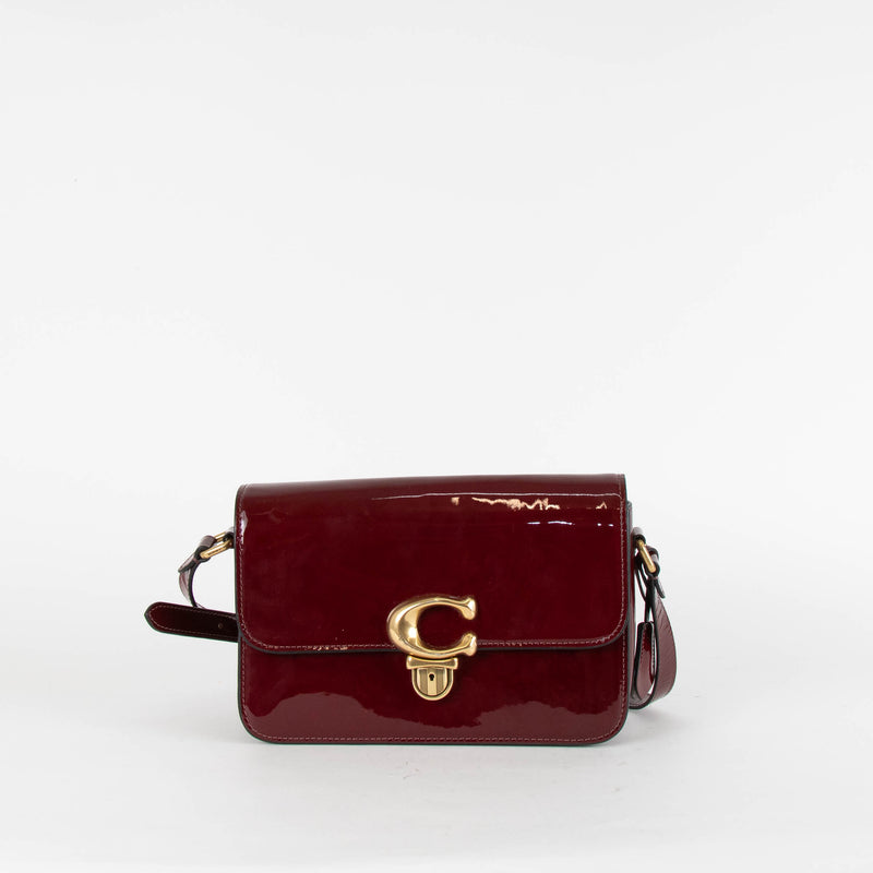 Coach Burgundy Patent Studio Leather Bag