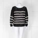 Saint Laurent Black White Striped Mohair Sweater