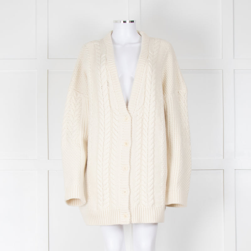 Raey Cream Cable Knit Chunky Long Cardigan