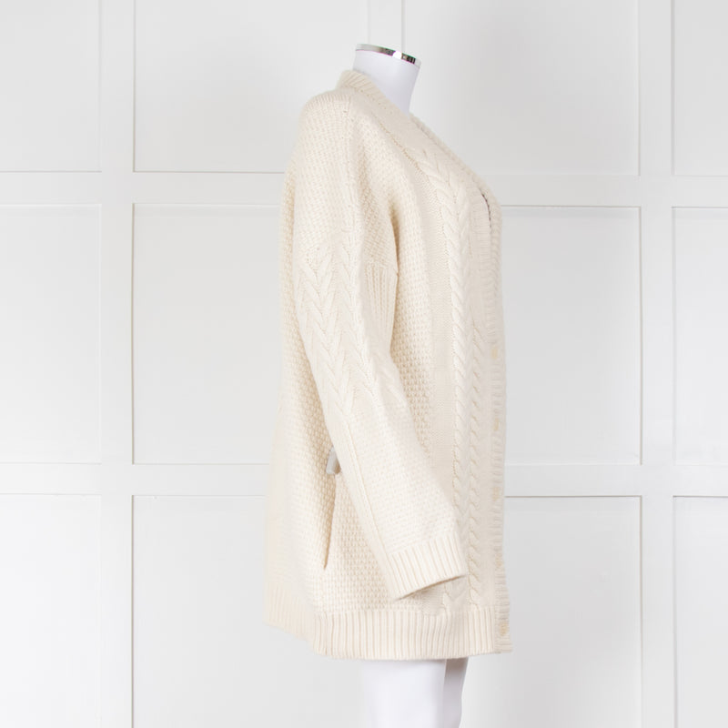 Raey Cream Cable Knit Chunky Long Cardigan