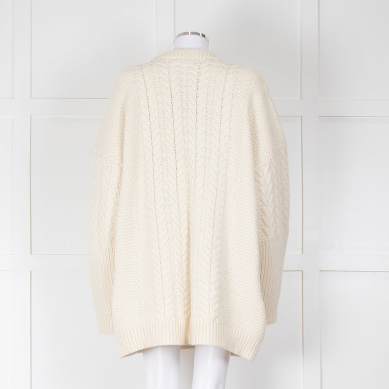 Raey Cream Cable Knit Chunky Long Cardigan