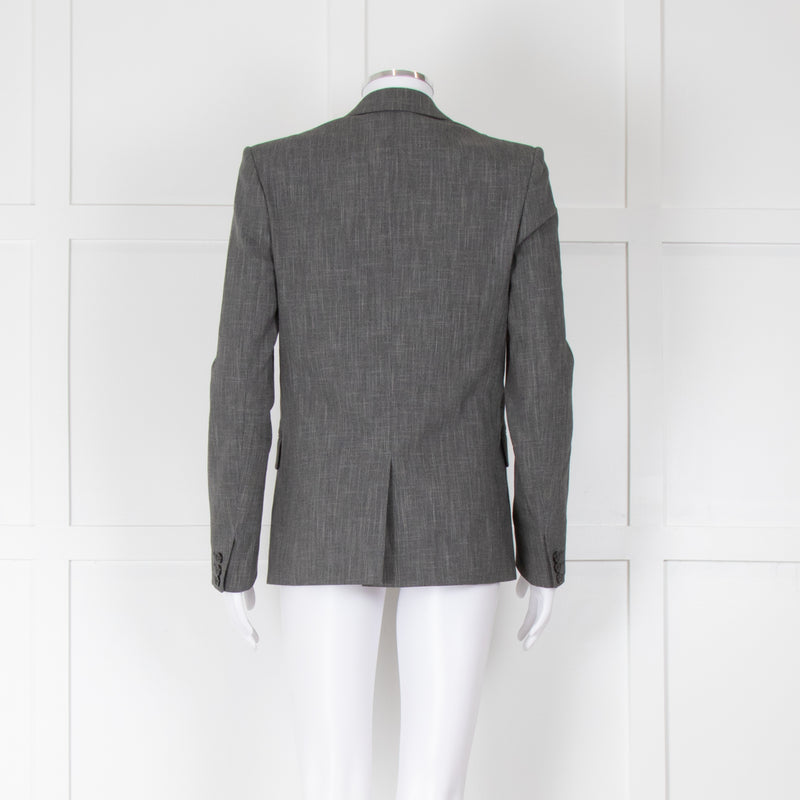 Balmain Grey Cotton Blend Blazer Jacket