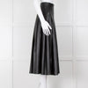 Emilia Wickstead Black Faux Leather Pleated Midi Skirt