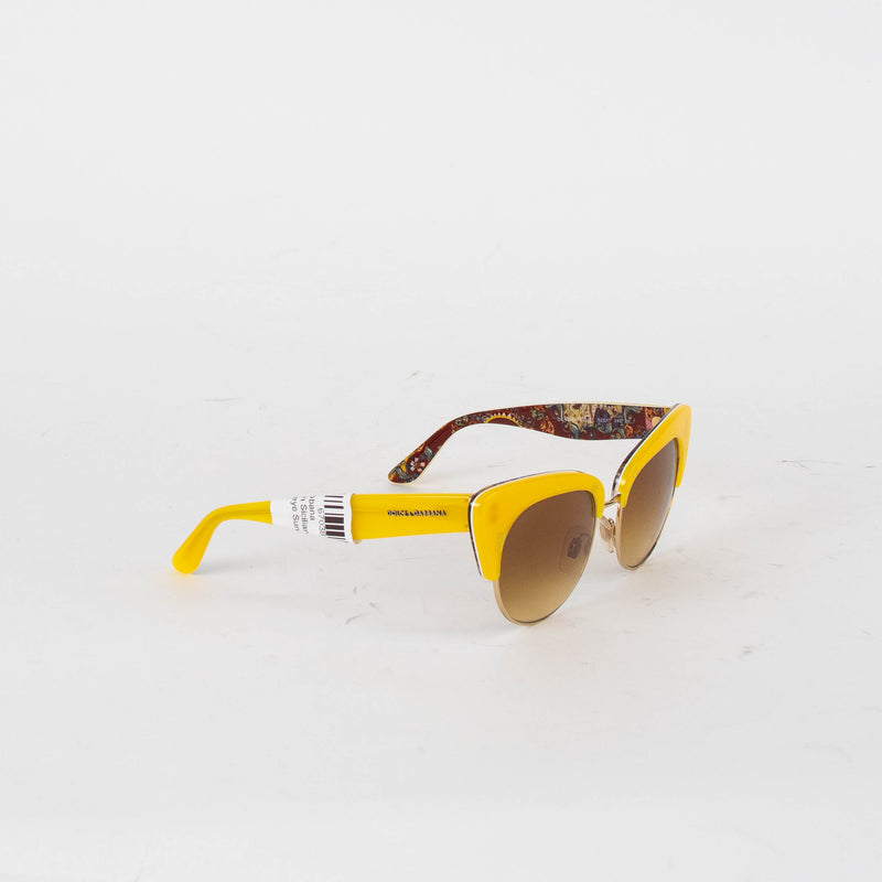 Dolce & Gabbana Yellow Brown Sicilian Carretto Cateye Sunglasses