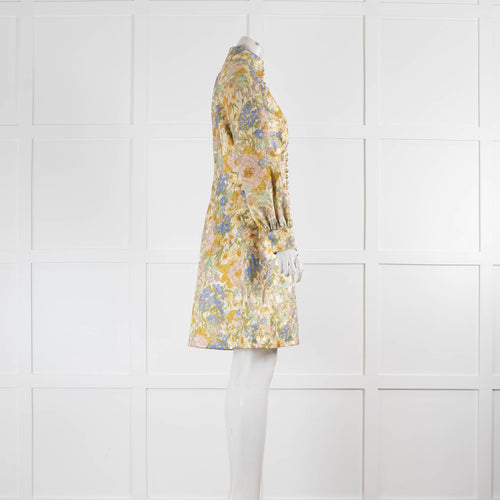 Zimmerman Gold Brocade Floral Coat Dress