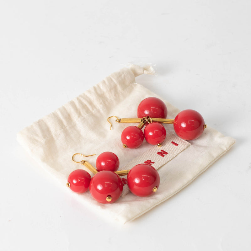 Marni Gold Red Large Ball Earrings