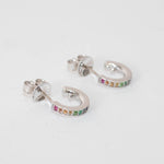 Theo Fennell 18ct White Gold Multi Sapphire Huggie Earrings