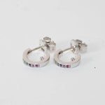 Theo Fennell 18ct White Gold Multi Sapphire Huggie Earrings