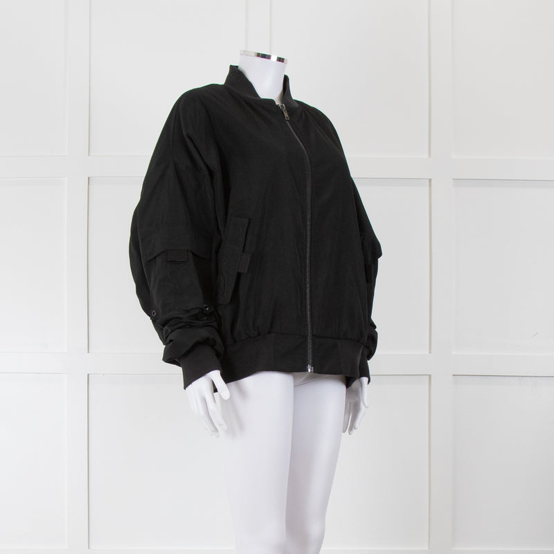 Alo Yoga Black Bomber Jacket with Logo Patch