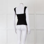 Agolde Black Ribbed Sweetheart Neck Wide Strap Vest