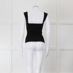 Agolde Black Ribbed Sweetheart Neck Wide Strap Vest