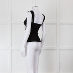 Agolde Black Ribbed Sweetheart Neck Wide Strap Vest