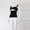 Agolde Black Ribbed Sweetheart Neck Wide Strap Vest