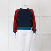 Victoria Beckham Red and Blue Lurex Raglan Jumper