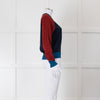 Victoria Beckham Red and Blue Lurex Raglan Jumper