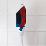 Victoria Beckham Red and Blue Lurex Raglan Jumper