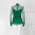 Victoria Beckham Green and Black Lace Fitted Top with Green Slip