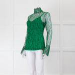 Victoria Beckham Green and Black Lace Fitted Top with Green Slip