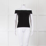 Anine Bing Black Stretch Jersey Off The Shoulder Top