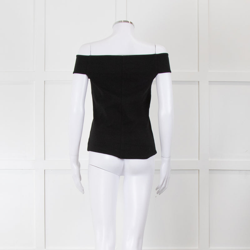 Anine Bing Black Stretch Jersey Off The Shoulder Top